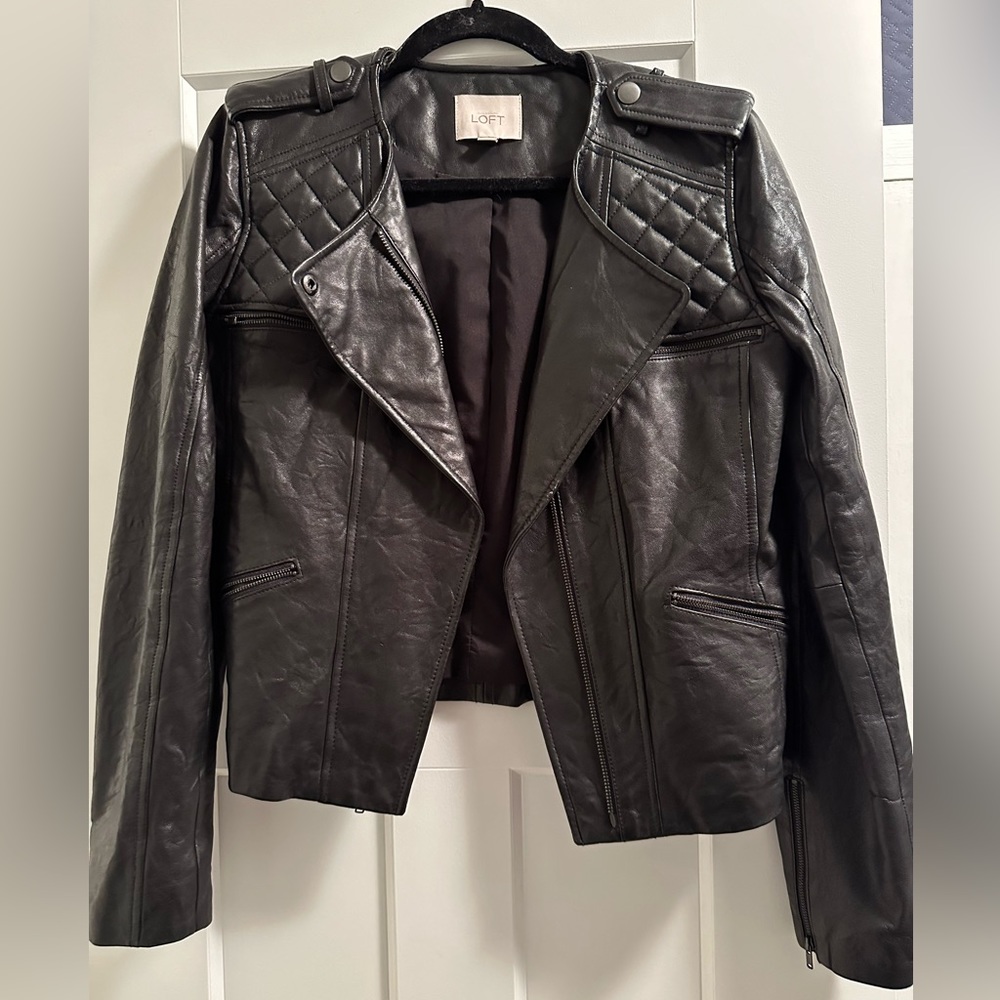 EUC 100% Genuine Leather Moto Jacket